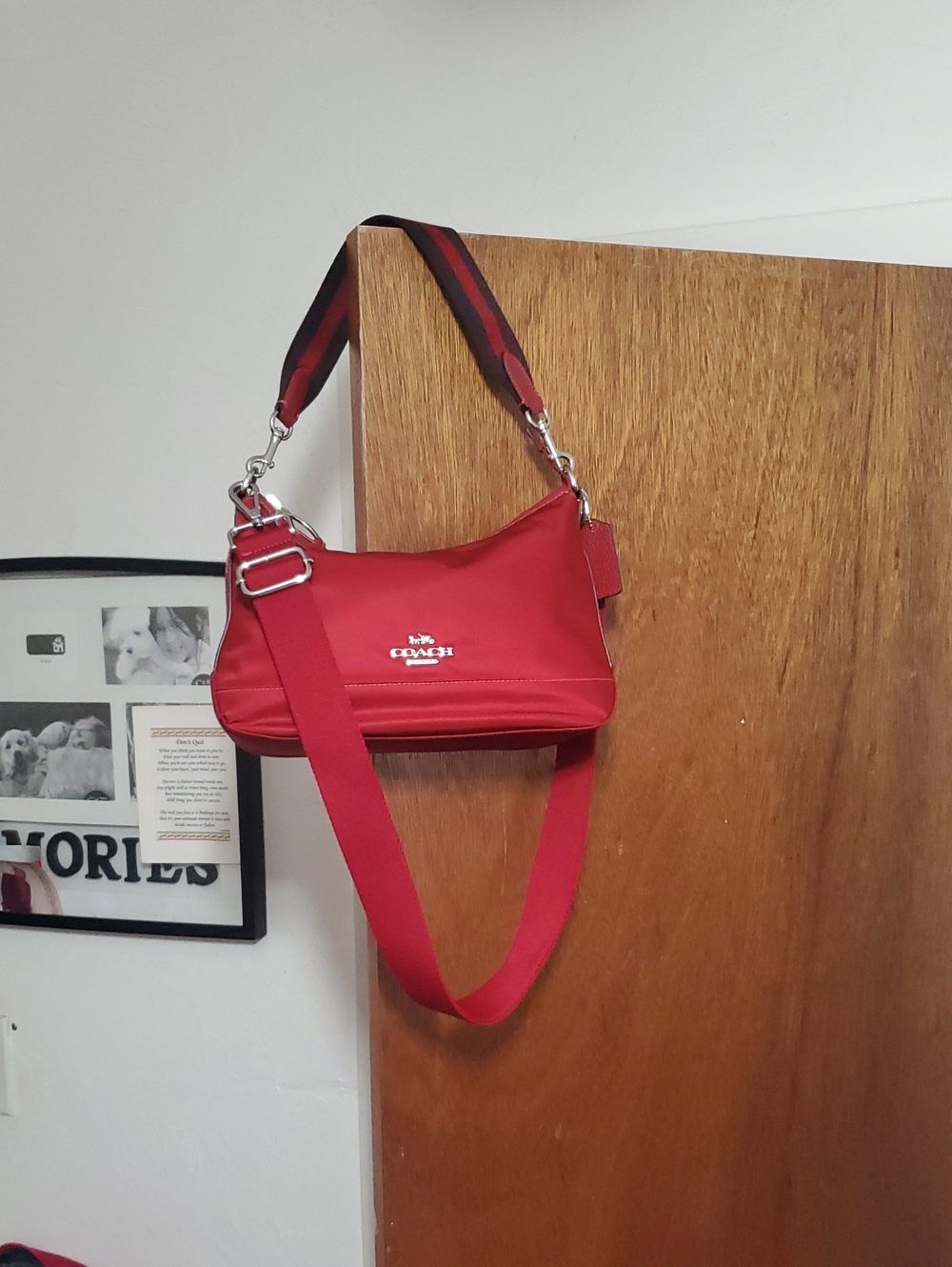 Coach Ellis Red Nylon and Leather Crossbody Bag